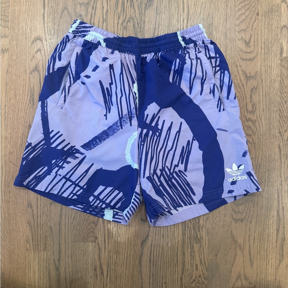 adidas M Lavender and Navy Abstract Men’s Athletic Shorts
